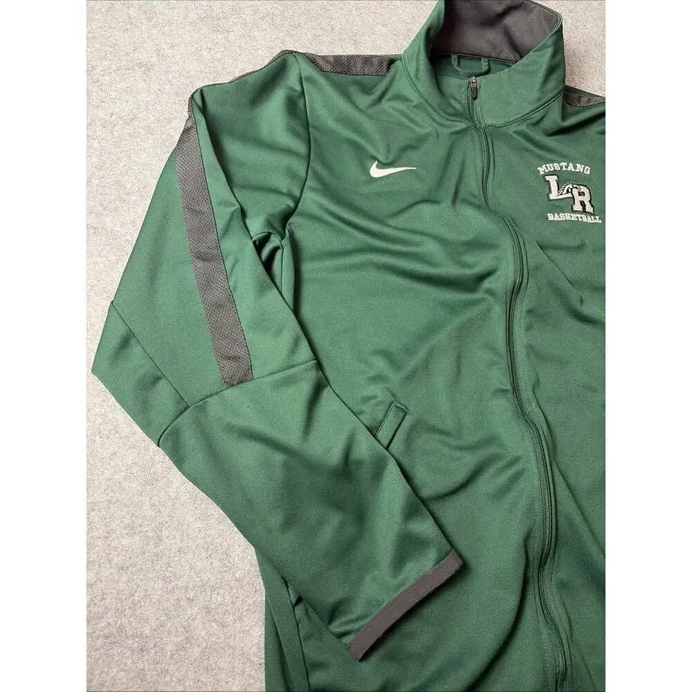 Nike Mustang Basketball Full Zip Warm Up Jacket Green/gry Size M